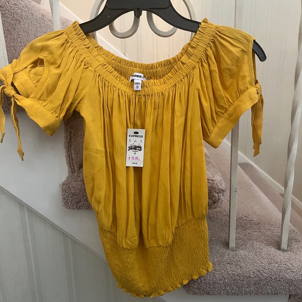 Express Yellow off the shoulder top